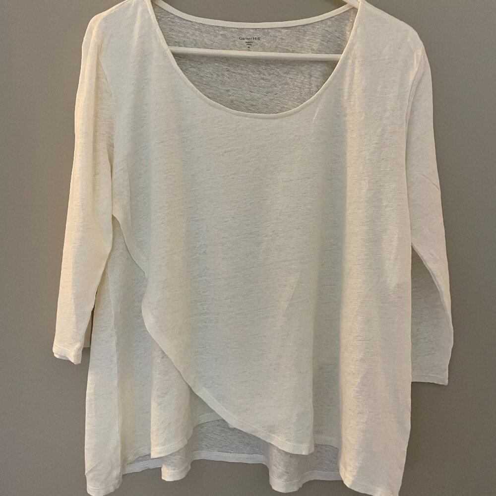 Garnet Hill 100% Organic Linen Ivory colored Jersey style top